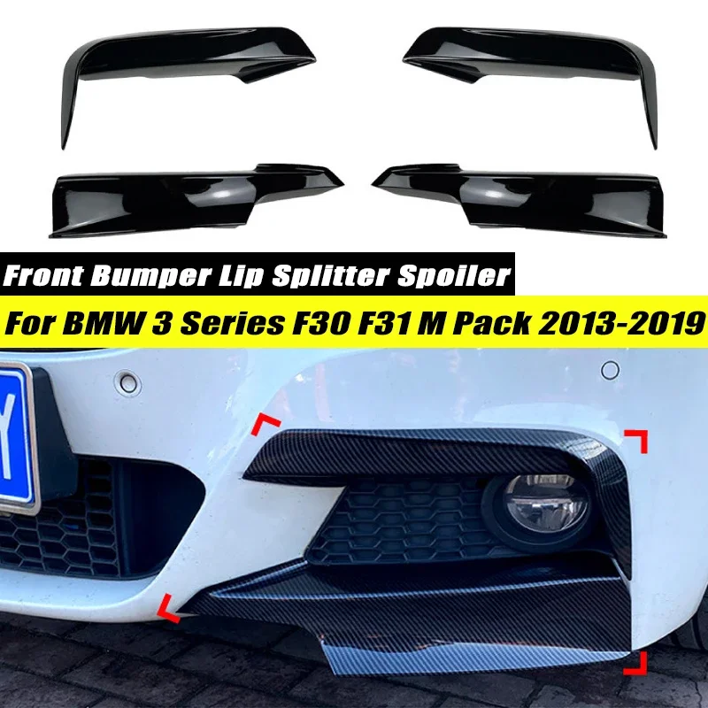 For BMW 3 Series F30 F31 M Pack 2013-2019 Front Bumper Lip Bumper Corner Splitter Diffuser Front Canards Body Kits Tuning
