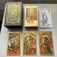 Golden Tarot Cards in Russian for Work in Box Prophet Prophecy Oracle Divination Deck Fortune Telling Classic 78-cards 12x7cm