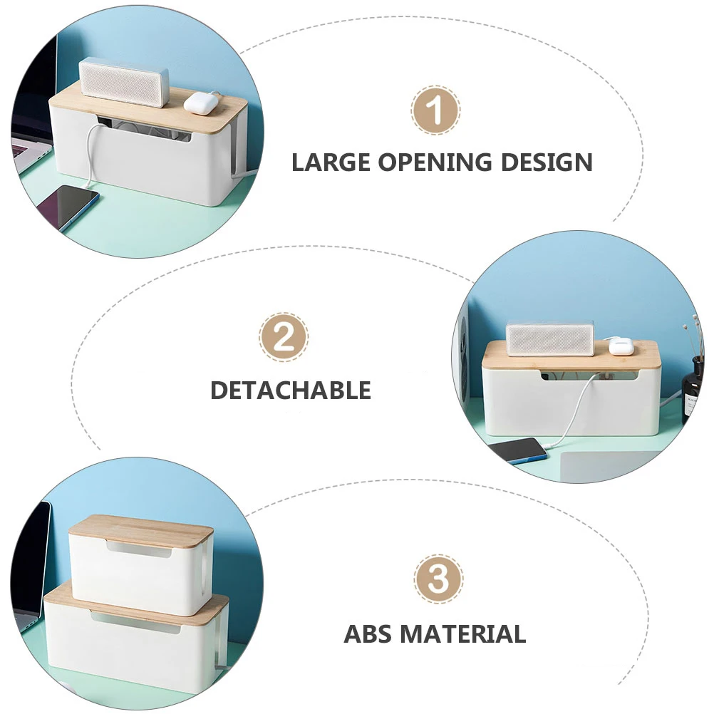 

Bamboo Router Storage Box Cable ganizer Case Cord Management Container Sturdy Wooden Cover Space Saving Bedroom Living Room