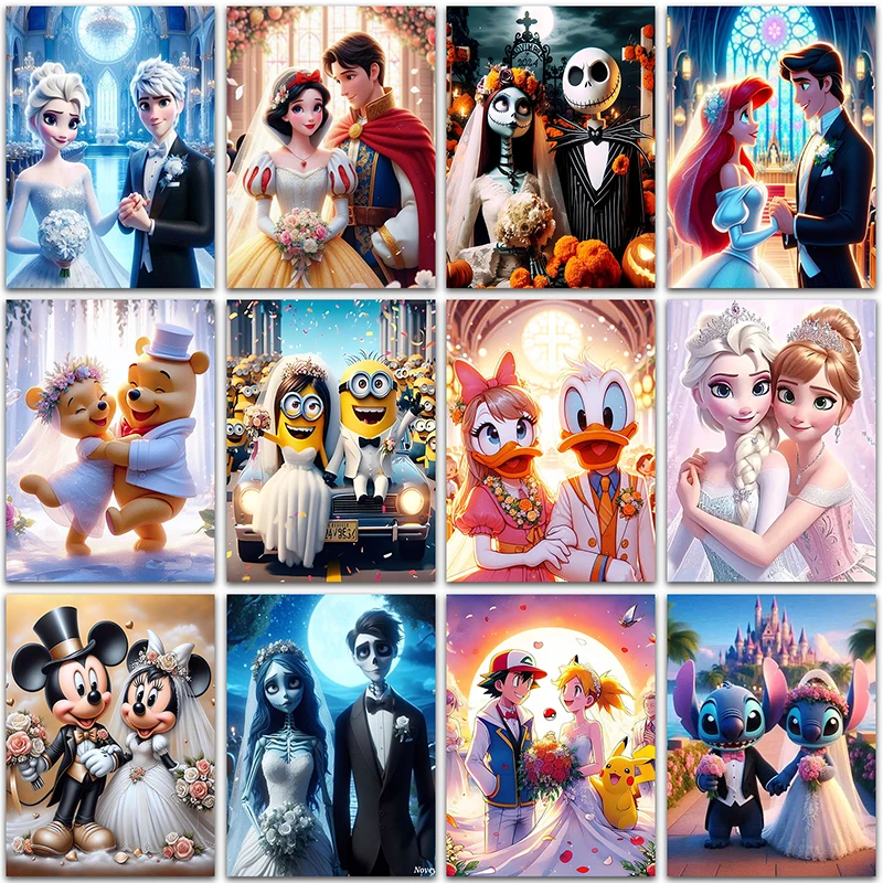 

Disney Princess wedding photos Diamond Painting Stitch Pokemon Home Decor Full Square&Round mosaic embroidery Cross stitch Gift