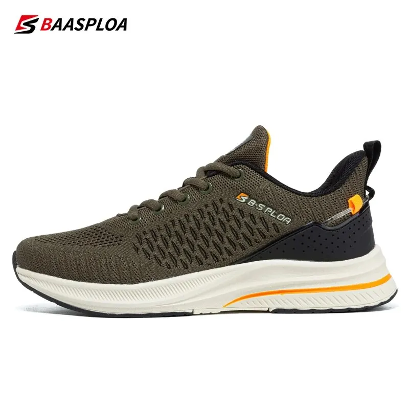 Baasploa Men Sport Shoes Breathable Mesh Casual Sneakers Male Comfort Classic Lightweight Running Shoes Lace Up Antiskid