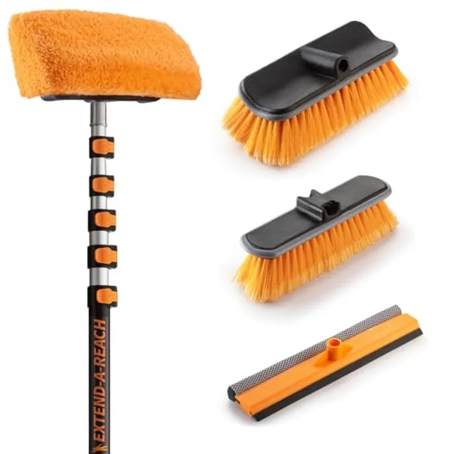 

Набор щеток для чистки наружных поверхностей дома длиной 30 футов с телескопической удлинительной штангой 5-24 фута // Щетки для винилового сайдинга с телескопической удлинительной штангой