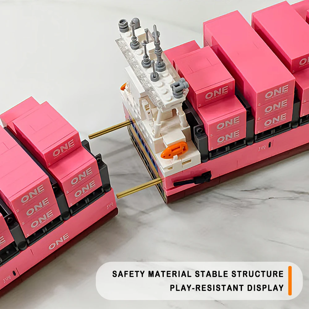 핑크 화물선 컨테이너 선박 모델 블록 톤 오일 탱커 모듈 브릭 퍼즐 조립 장난감 선물 소녀와 어린이용