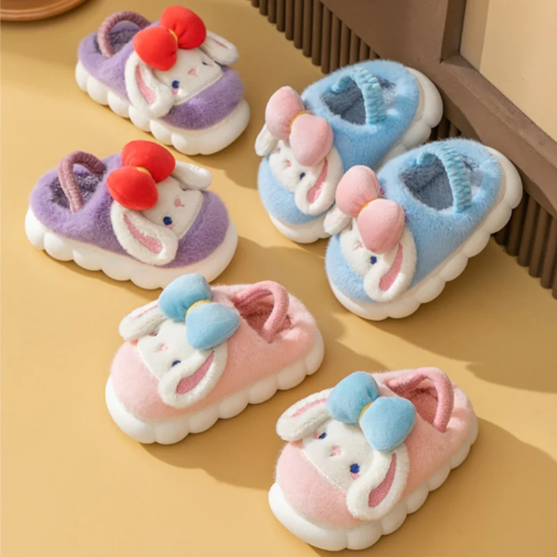 Sanrio Children\'s Slippers Winter Boys Girls Toddlerhome Shoes Pleece Plush Warm Infant Shoes ‌Cinnamoroll Baby Crib Shoes