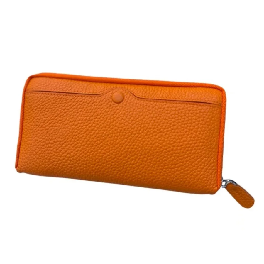 

2025 New Genuine Leather Purse Real Cow Leather Wallet Women Long Card Holder Cowhide Clutch Bag With Wristlet