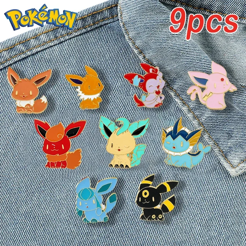 Cartoon Pokemon Enamel Lapel Pins Kawaii Pikachu Eevee Metal Badges for Backpack Anime Brooches Cute Figure Pins for Women Men