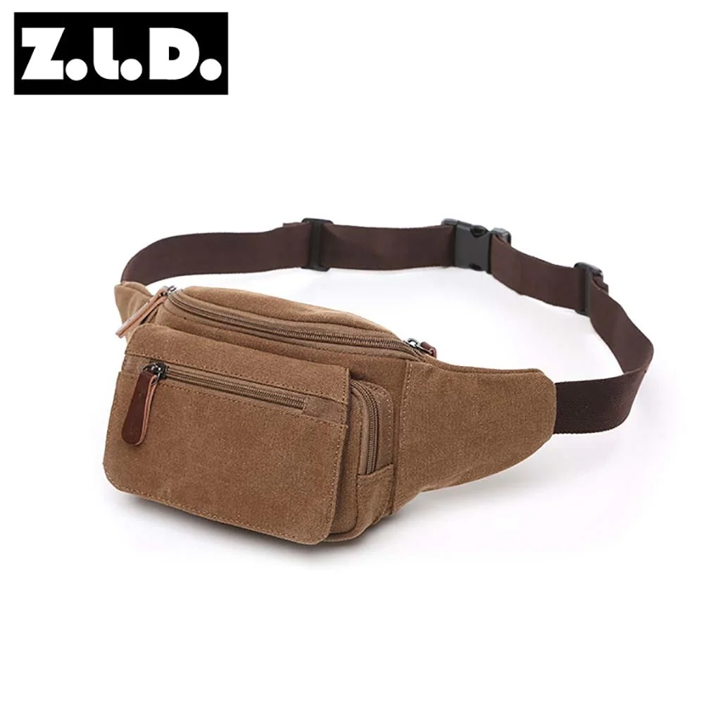 waist bag Casual cotton canvas men's outdoor sports running cycling diagonal /compartment cell phone Patchwork