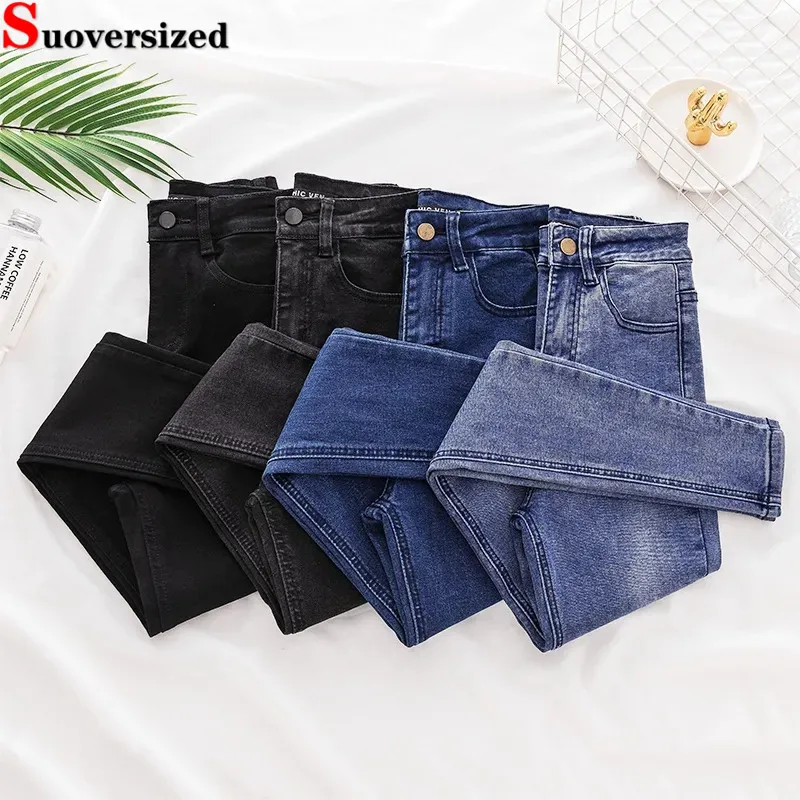 Korea Skinny Ankle-length Pencil Jeans Strecth Lifts Hip  High Waist Big Size 28-36 Casual Vaqueros Vintage Women Denim Pants