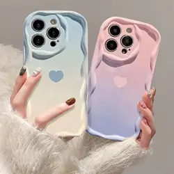 Custodia per Samsung Galaxy S23 S24 Ultra S20 FE S21 Plus A54 A14 A24 A55 A35 A05 A15 A25 Gradient Love Heart Soft TPU Shell