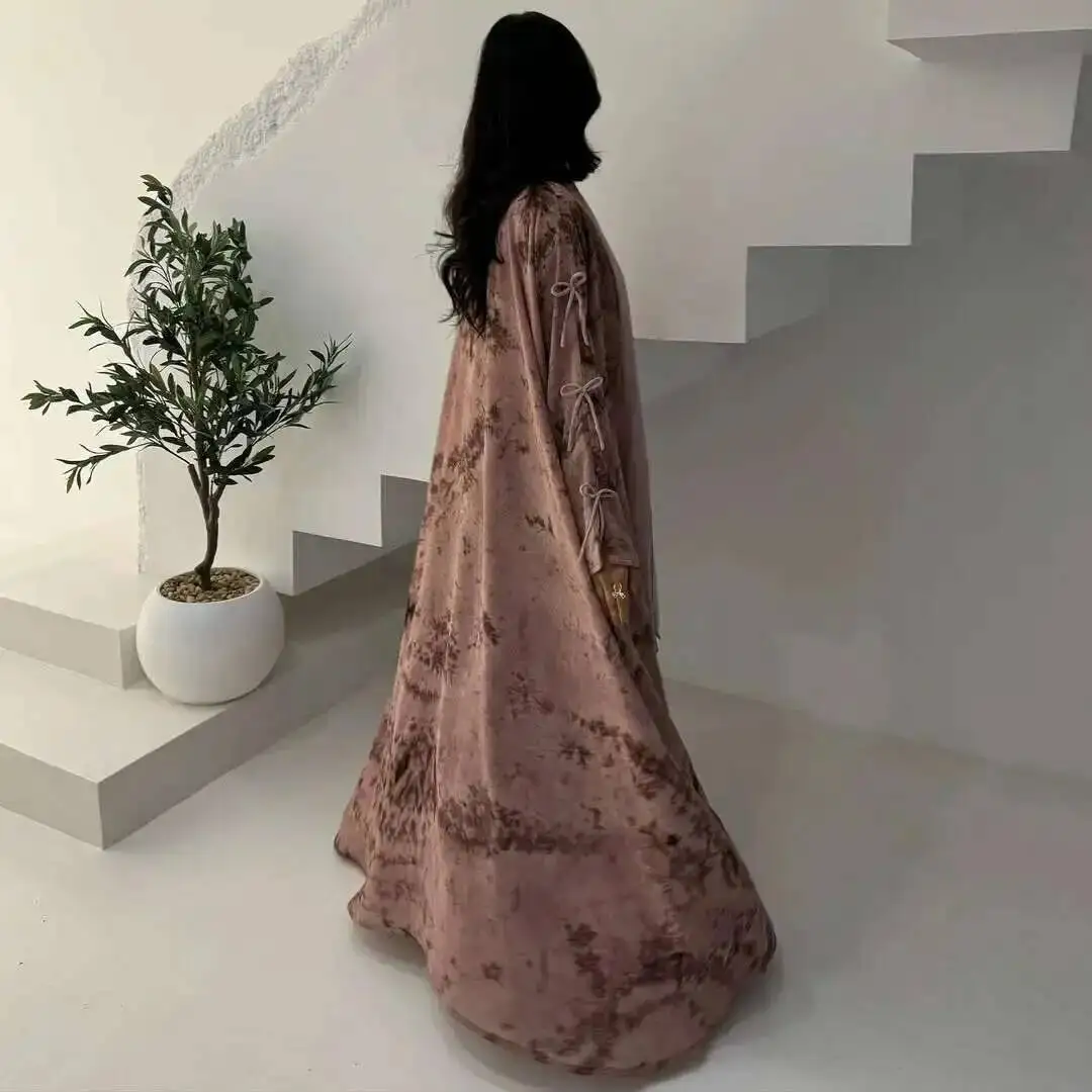 

Женский модный комплект Mq181: скромный мусульманский костюм из шифона с принтом, летняя повседневная куртка с хиджабом, роскошный исламский элегантный наряд из Дубая