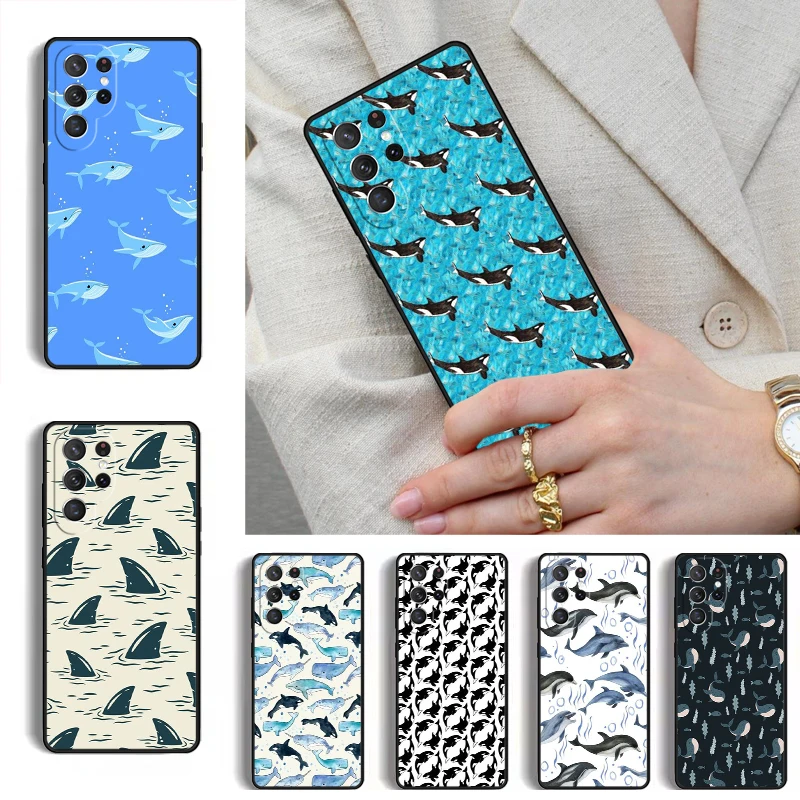 Orcas Whale Phone Case for Samsung Galaxy S26 S25 Ultra S24 S23 S22 S21 Plus Note 10 Bumper Cover