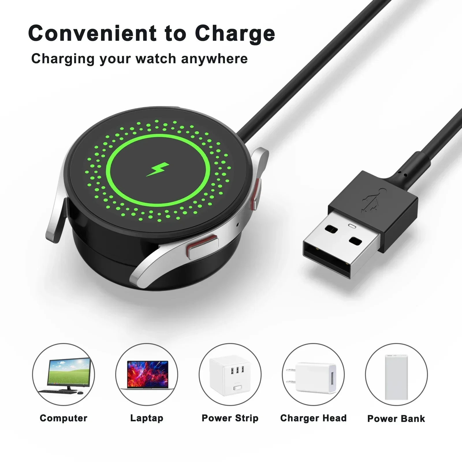 USB Fast Charger For Samsung Galaxy Watch 7 FE 6 5 4 40 44mm/Watch 3 41 45mm/Watch 5 Pro 45mm Active 1 2 Cable Charging Dock