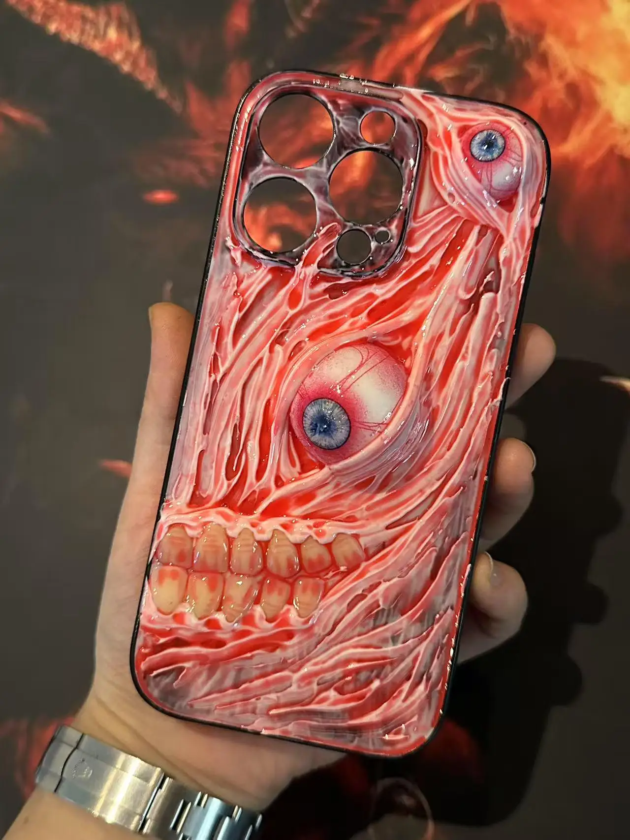 

Horrible Eye & Teeth Phone Case, 16 Pro Max 15 14 12 Mini 11 SE 8 Plus X iPhone Case, Samsung Galaxy Z Flip 6, Google Pixel Case