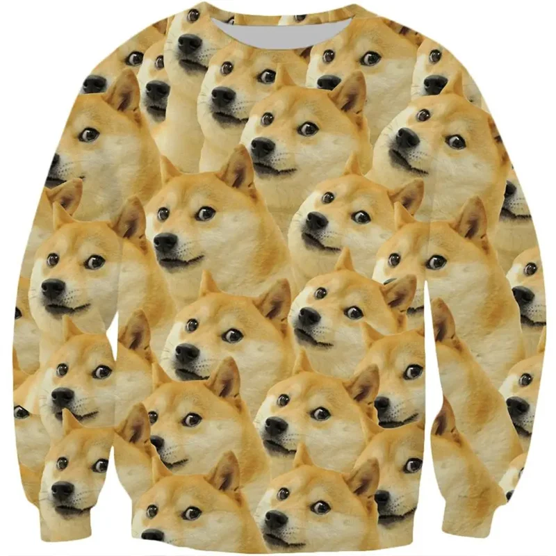 Harajuku 3D VanGogh Oil Paintings Printing Sweatshirts Men Dog Meme Balltze Cheems Graphic Pullovers Fashion Funny Clothes Tops