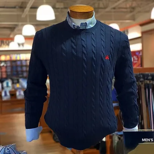 긴팔 스웨터 브로oks 브라더스 면 혼방 직선형 비즈니스 스웨터 긴팔 남성용 면 혼방 비즈니스 스웨터 스웨터 니트 스웨터 