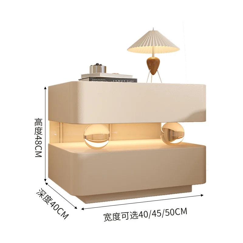 DSA bedside table, all solid wood, modern simple light luxury, high-end acrylic sensor light, cat scratching leather, bedside