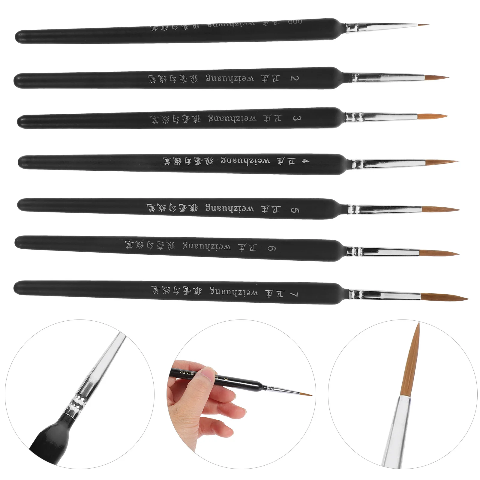 

7Pcs Painting Brush Set with Weasel Hair Liners for Fine Details Miniatures Acrylic Watercolor Oil Gouache Control