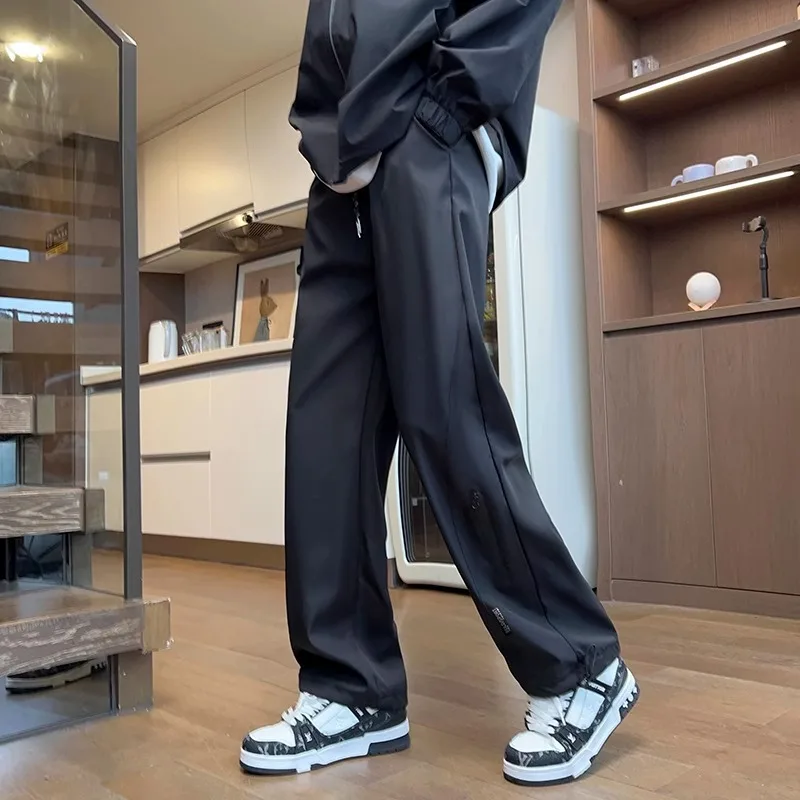 メンズ 2025年 春秋 新作 速乾 ゆったり カジュアル ストレート スポーツ ワークウェア カジュアル ロングパンツ ロング丈パンツ 無地