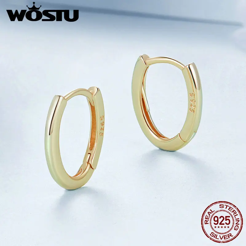 Wostu Sterling Silber geometrische o-förmige ovale Creolen für Frauen weibliche einfache Hochzeit Schmuck Party Zubehör Geschenk