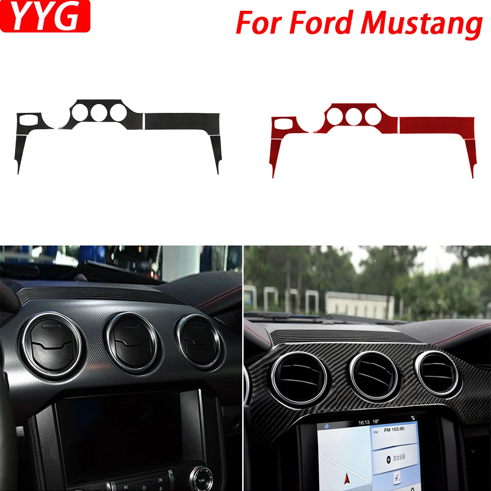 

For Ford Mustang GT 2015-2020 Carbon Fiber Central Control Dashboard Panel Decorative Cover Car Interior Accessories Sticker