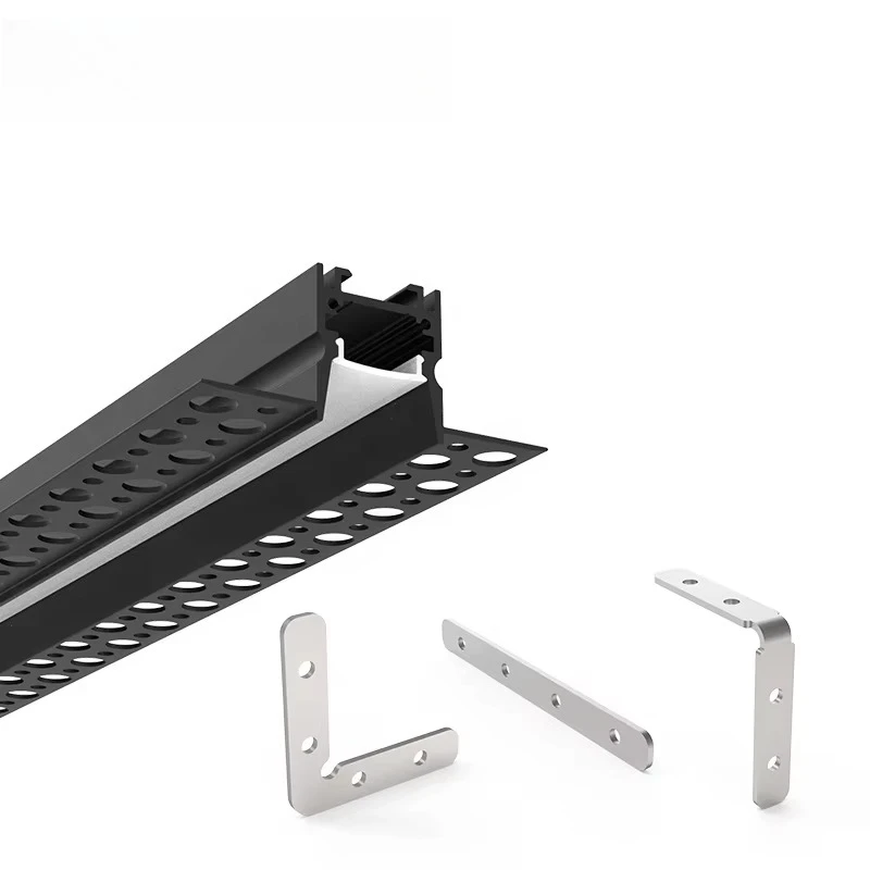 Black Recessed LED Drywall Profiles Anti-Glare Aluminum Ch annels for Home Ceiling & Wall Ambient Lighting