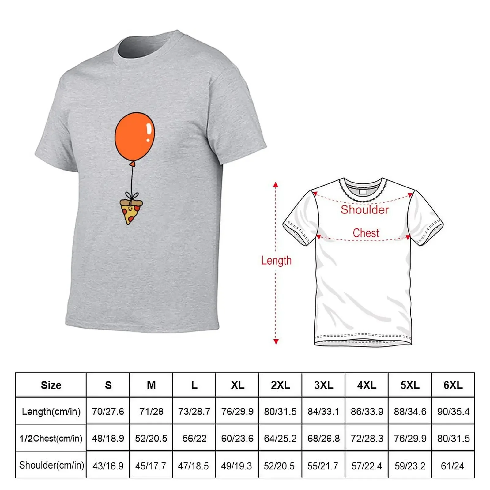 Orange Balloon Pizza Slice T-shirt summer top shirts graphic tees mens white t shirts