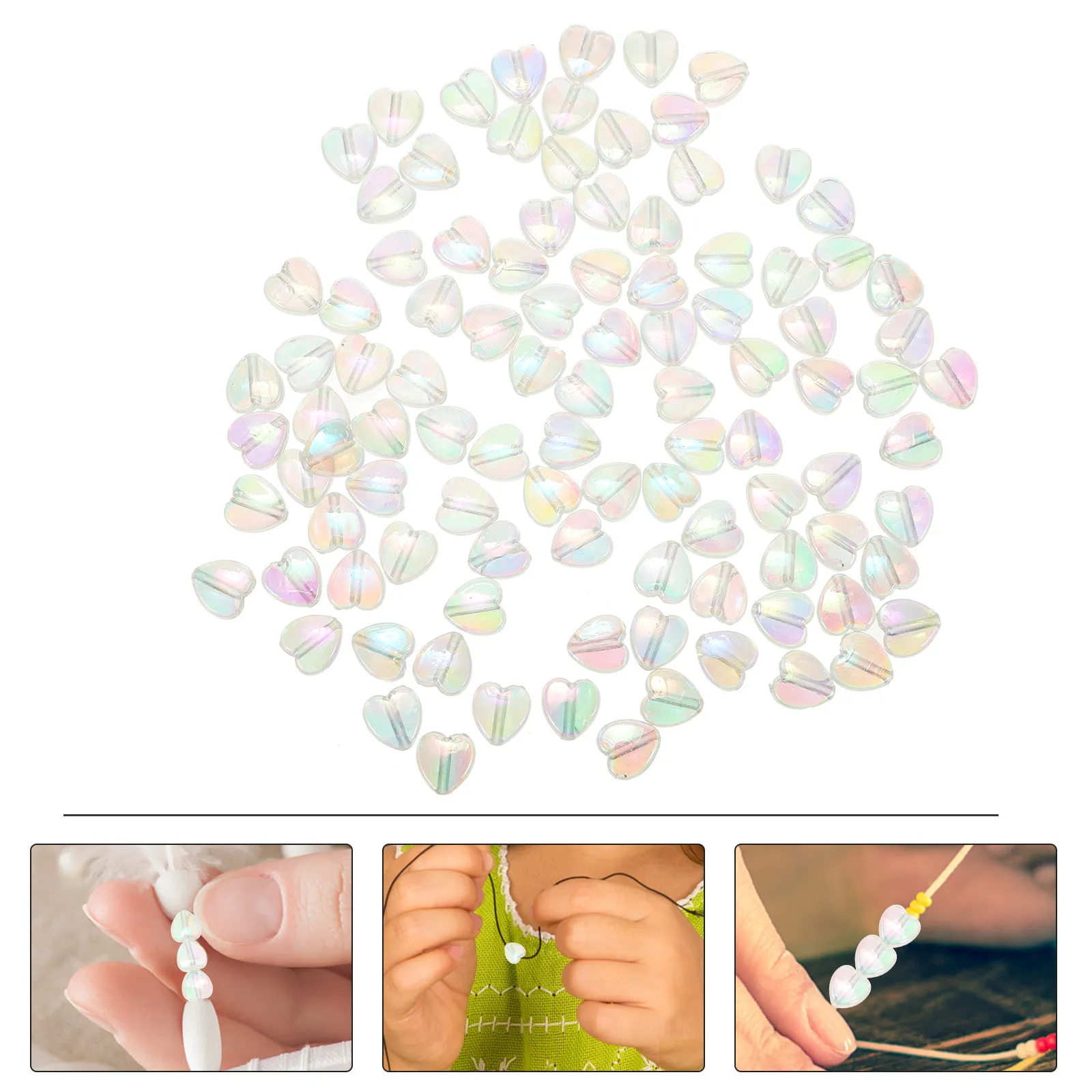 400Pcs Acrylic Heart Shape Beads Wear Resistant DIY Craft Spacer Beads Jewelry Making Accessories Acrylic Jewelry Bead