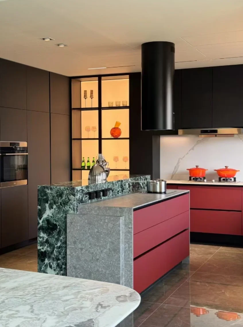 شفاط كهربائي LED للفحم لطباخ جزيرة المطبخ من الفولاذ المقاوم للصدأ والألومنيوم بفتحات تهوية للفنادق للاستخدام المنزلي الخارجي الأمريكي