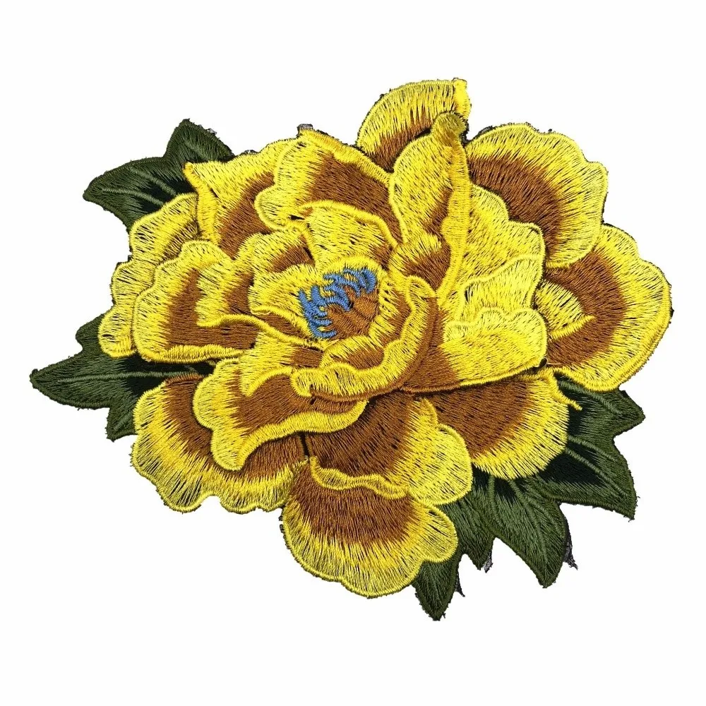 Water Soluble Color Embroidery Patches Ethnic Style Three-Dimensional Layered Flower Patch Thick Embroidery Peony Flower