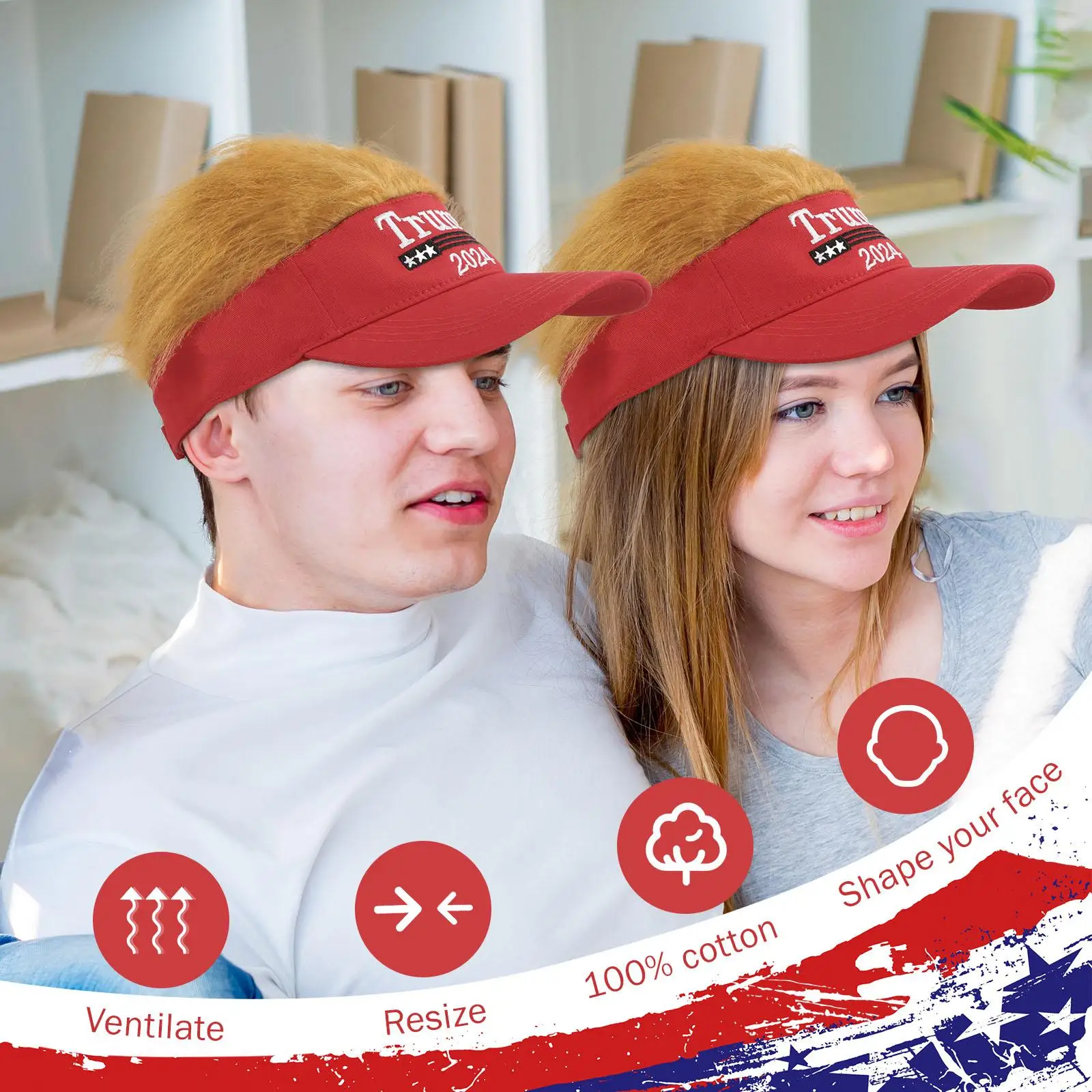 Presidente Baseball 2024 Presidente Parrucca Cappello Cotone Ricamato Basso Non Costruito Baseball Regolabile per Uomo Donna