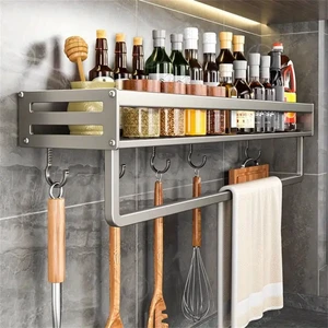1 PC Aluminium am multifunktionalen Gewürzregal Wand Rack Regal Küchenwerkzeuge Küchenlagerstange befestigt 10 Hauptverkaufsgeschäft für das Geschäft - №5