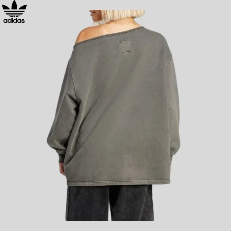 adidas Distressed Acid Wash French Terry Hood Vintage Grunge Street Relaxed Fit PulloverJI5732 1PCS