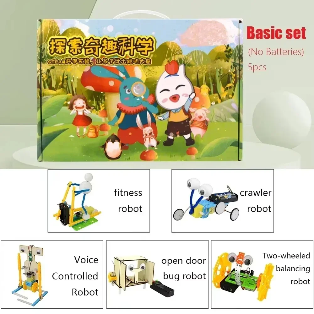 

Early Learning DIY Doodle Robot Technology Kit 3D Puzzle Model Experiment Toy Wooden science Kit for Kids Party Gifts