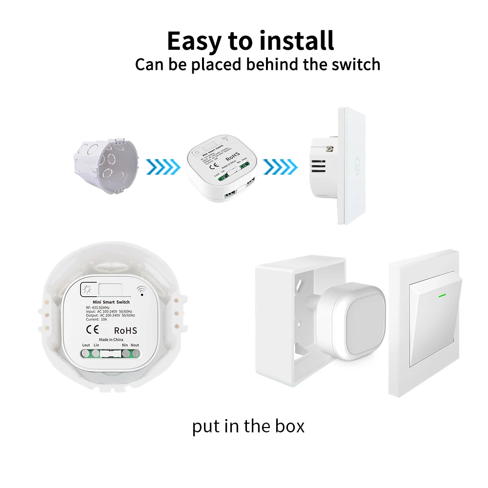 Tuya Smart Switch Set WiFi Wireless Remote Controller Timer No Battery Wall Panels Light Switch Work with Alexa Sensor Switch