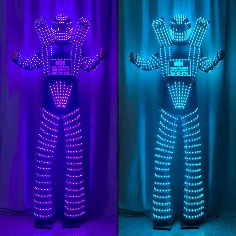 Full Color Led Cosplay Clothes Dancer Performance Wear Light Up Led Robot Suit Stilts Costume Bar Party Stage Dance Performance