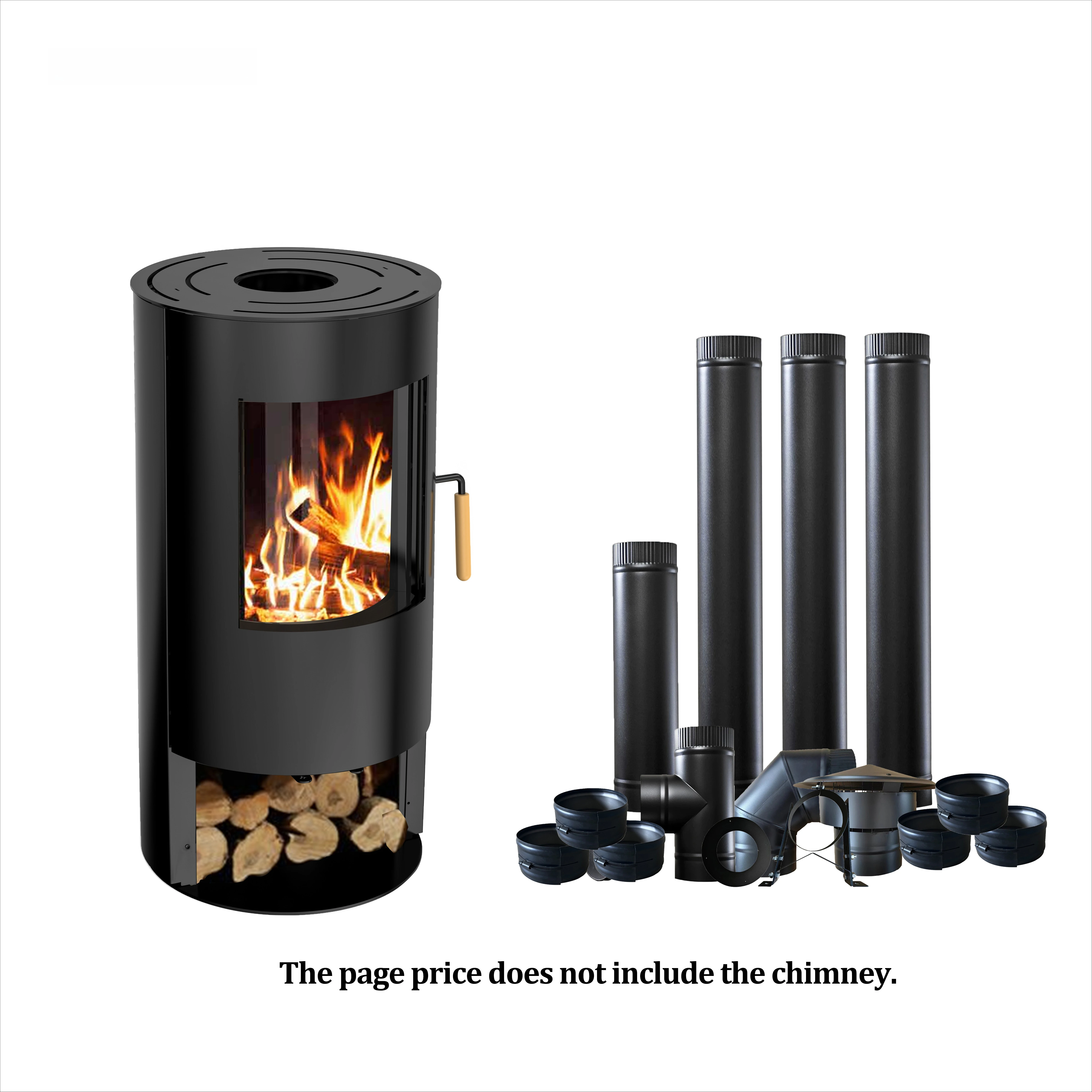 

7KW Round Design Eco-Friendly Indoor Wood Burning Secondary Air Supply Wood Stove with Woodlog Storage