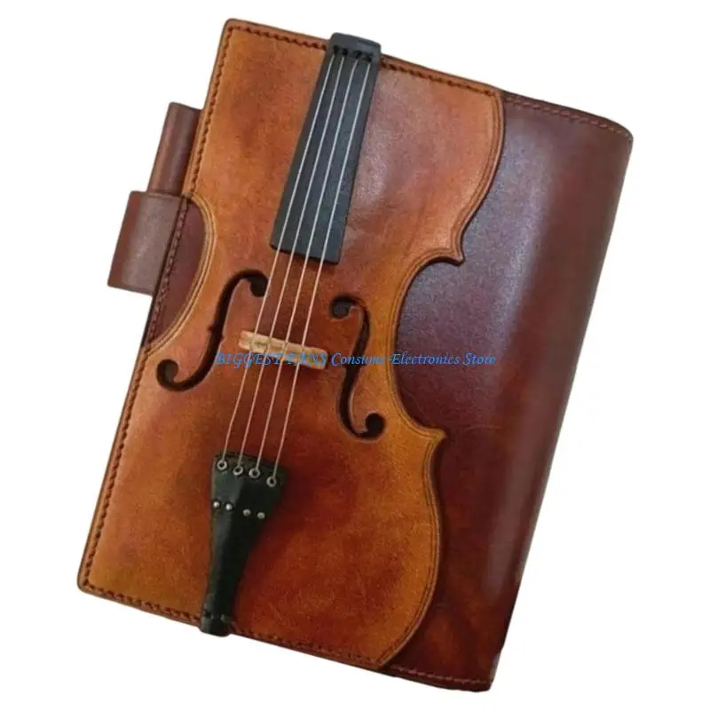 バイオリンレザーノートパッド文房具ノートブックジャーナルノートパッドシンプルノートブック