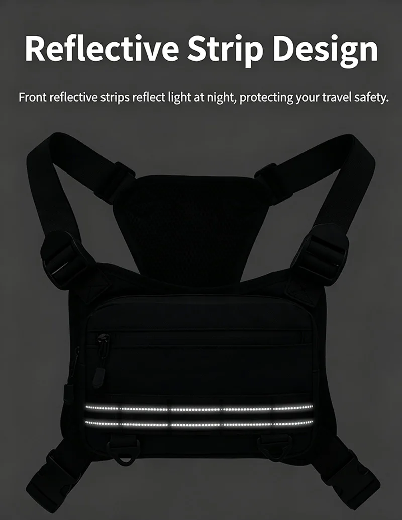 Funktionale Taktische Brusttasche Outdoor-Weste Hip-Hop Street Chest Pack Wasserdichte Atmungsaktive Paar-Tasche Sport-Rucksack – Detail 7