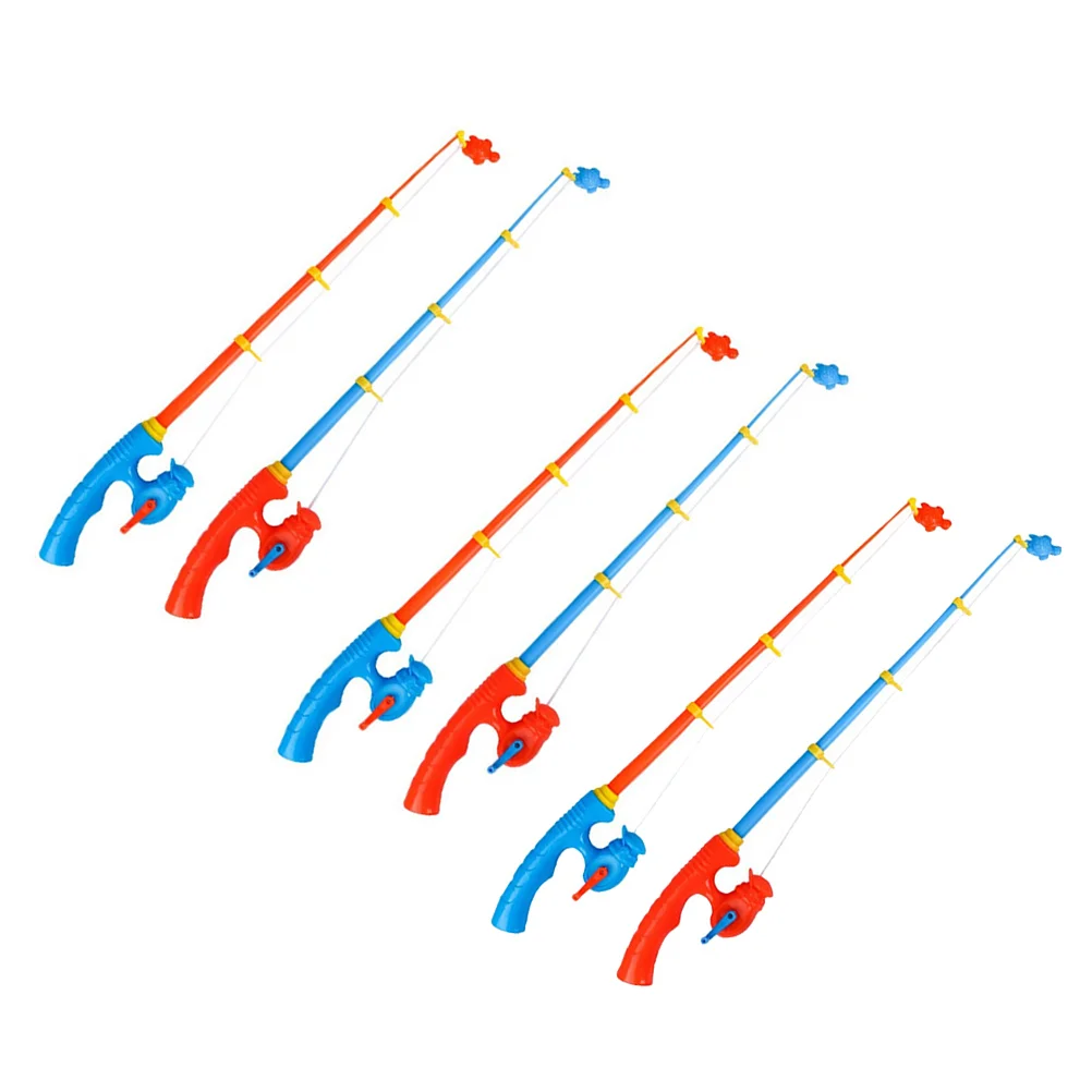 

6 Pcs Children's Fishing Rod Toys Magnetic Plaything Kids Pole Small Commercial Cognitive Plastic Funny Toddler