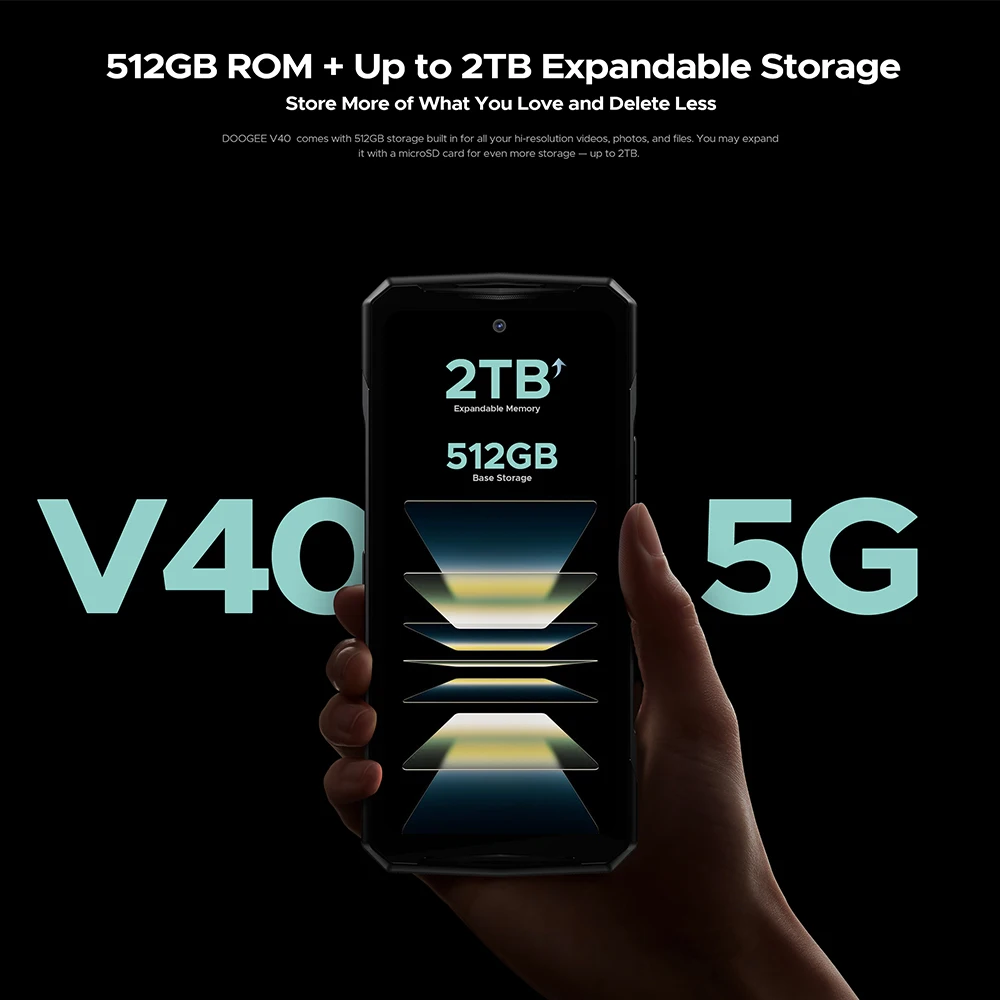 DOOGEE V40 هاتف متين 6.78 بوصة FHD 120 هرتز عرض الأبعاد 7300 5G 12GB + 512GB 8680mAh بطارية كاميرا 108MP NFC أندرويد 14 هاتف