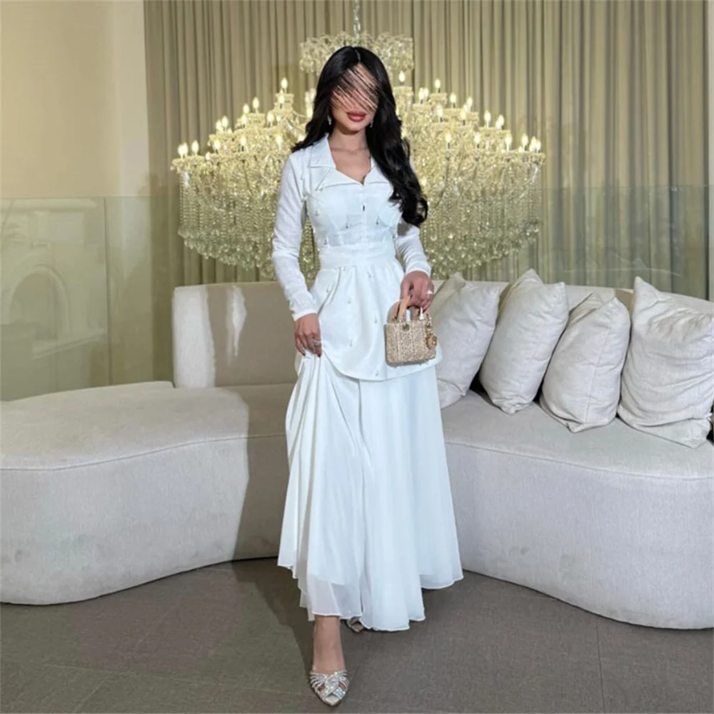

ROYET Simple Classic V Neck Long Sleeve Pleat Evening Dress Ankle Length Elegant Prom Gown For Woman Customized New 2025