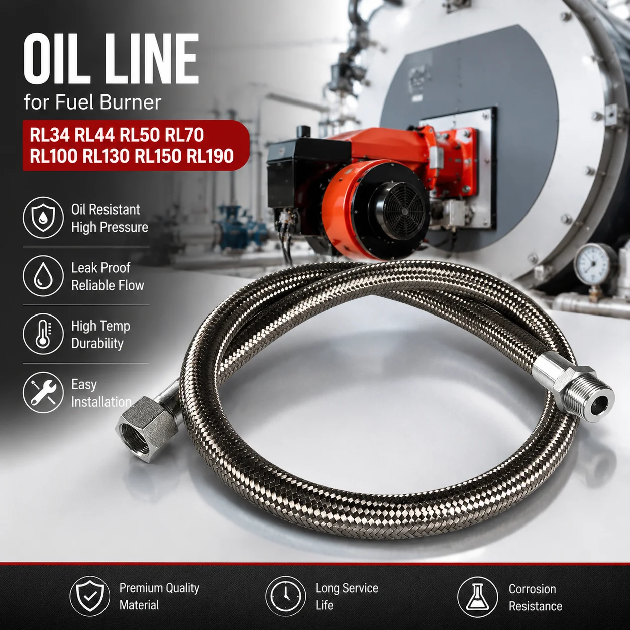 RL Series RL34 RL44 RL50 RL70 RL100 RL130 RL150 RL190 Oil Burner Fuel Copper Pipe Replacement Parts