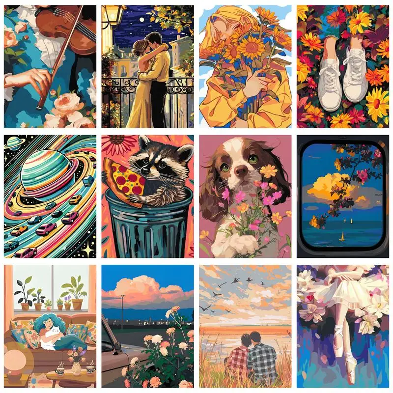 

CHENISTORY DIY Frame Oil Painting By Numbers Cartoon Figure Acrylic On Canvas Wall Art Picture By Numbers Home Decor