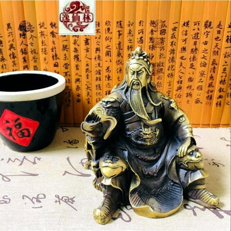 Brass Gong God of Wealth Figurine, Guan Er Ye Statue, Living Decoration, Study Room Craft