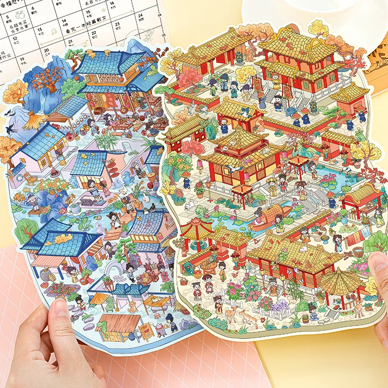 Kawaii السفر الحضري 3D Tianfu Chengdu المشهد ملصق DIY جيب المقصورة المشهد هدايا عيد الميلاد ﻿ ﻿