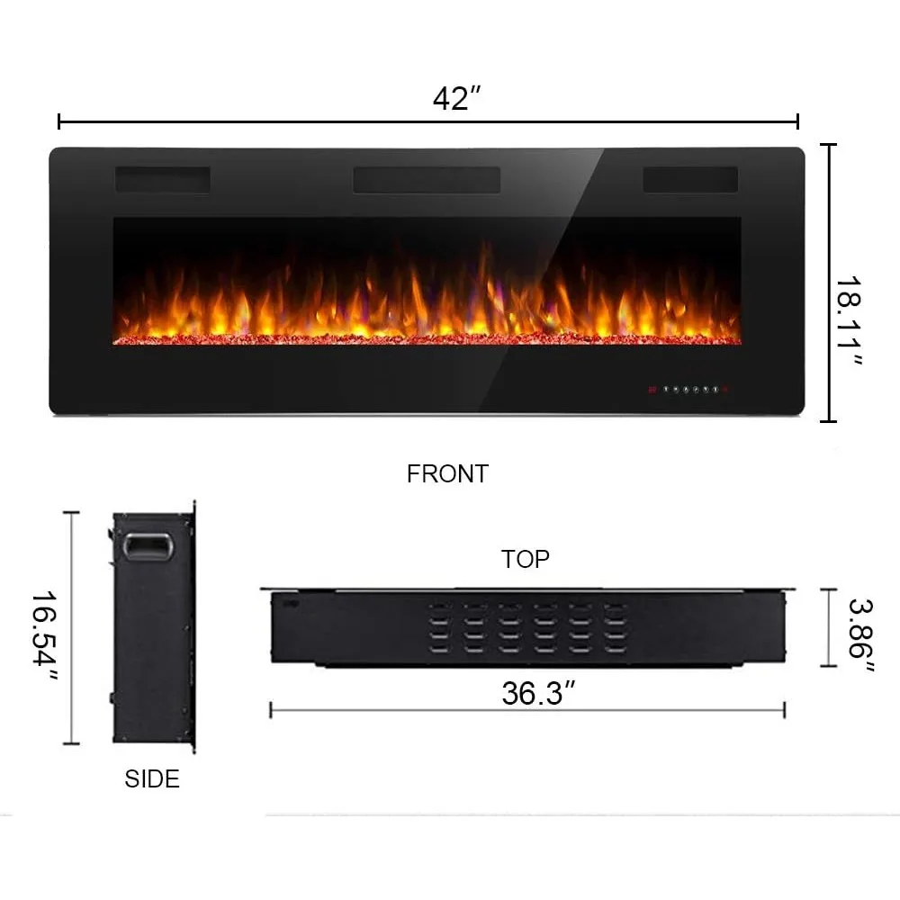 Fireplace in-Wall Recessed and Wall Mounted, Fireplace Heater and Linear Fireplace with Multicol