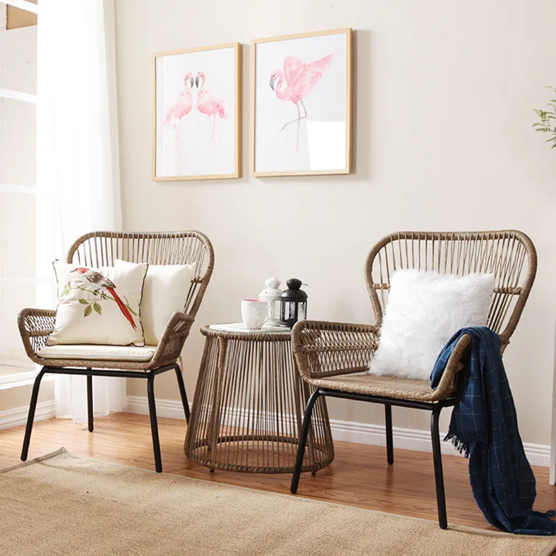 

Outdoor courtyard tables and chairs three-piece open-air balcony small ins Internet celebrity furniture simple