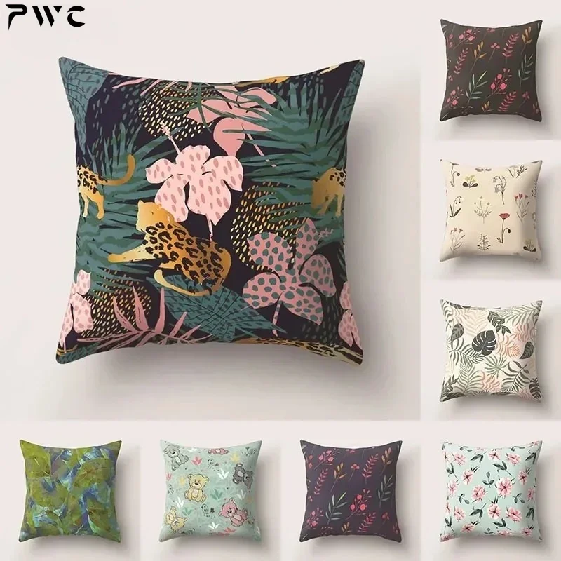 Single-sided Printed Pillowcase Plant cushion cover 45*45 sofa cushions Pillow cases Polyester home decor pillow covers