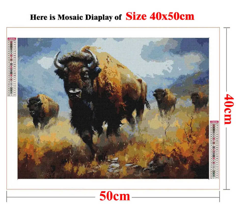 Buffalo Diamond Painting American Bison in Wilderness Art 5D DIY Full Diamond Mosaic Art Embroidery Cross Stitch Kits Home Decor