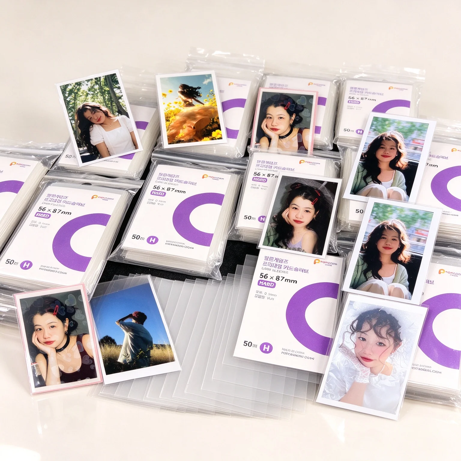 50Pcs 57.5x89mm 63.5x88mm Thick Card Sleeves Transparent PP Waterproof Kpop Photocard Protector For Album Binder Idol Cards
